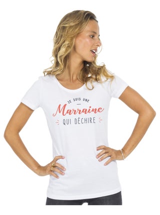 T-shirt Femme - JE SUIS UNE MARRAINE QUI DÉCHIRE