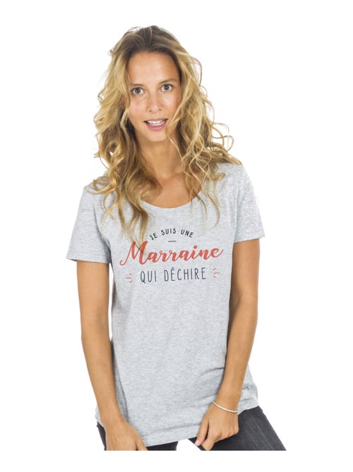 T-shirt Femme - JE SUIS UNE MARRAINE QUI DÉCHIRE - Kiabi