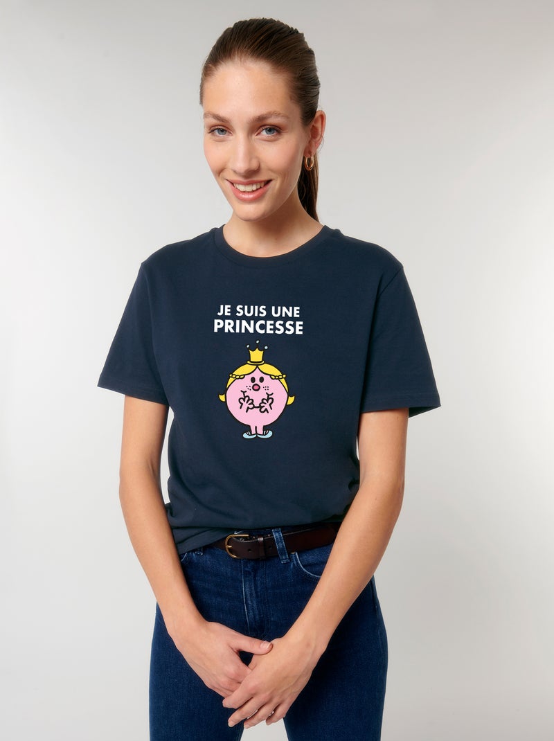T-shirt Femme - JE SUIS UNE PRINCESSE FACE Bleu marine - Kiabi