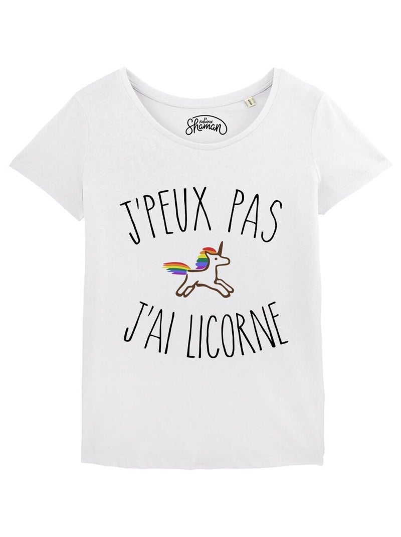 T-shirt Femme - J'PEUX PAS J'AI LICORNE Blanc - Kiabi