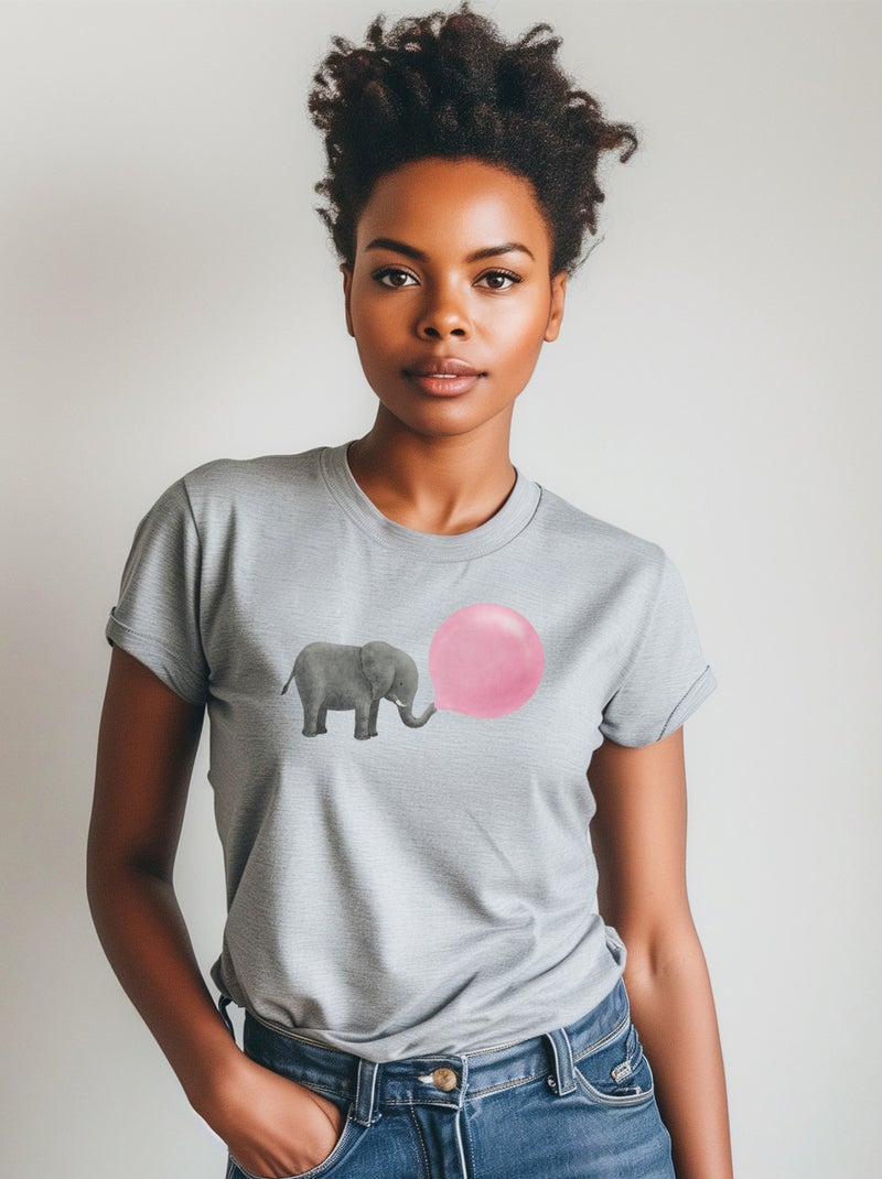 T-shirt Femme - JUMBO BUBBLE GUM Gris chiné - Kiabi
