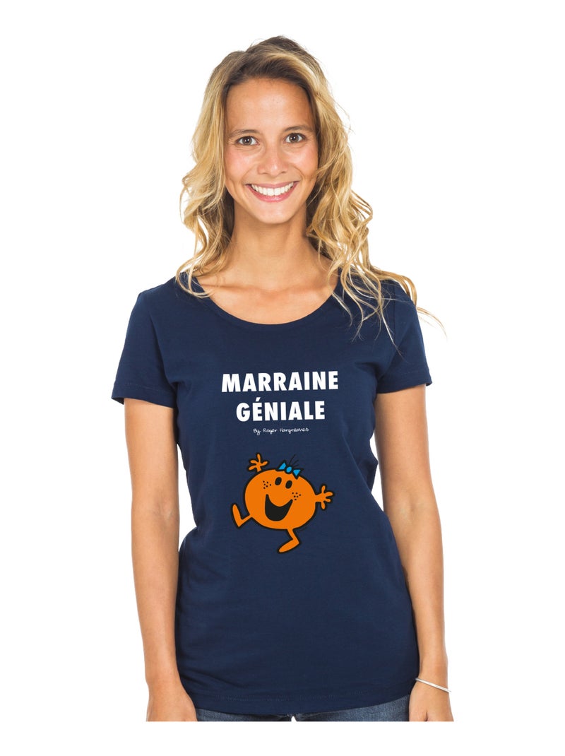 T-shirt Femme - LA PLUS GÉNIALE DES MARRAINES 2 Bleu marine - Kiabi