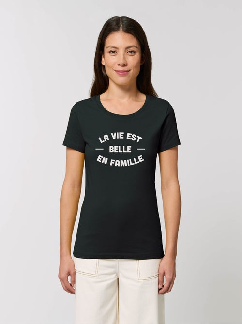 T-shirt Femme - LA VIE EST BELLE EN FAMILLE 2 FACE - Kiabi