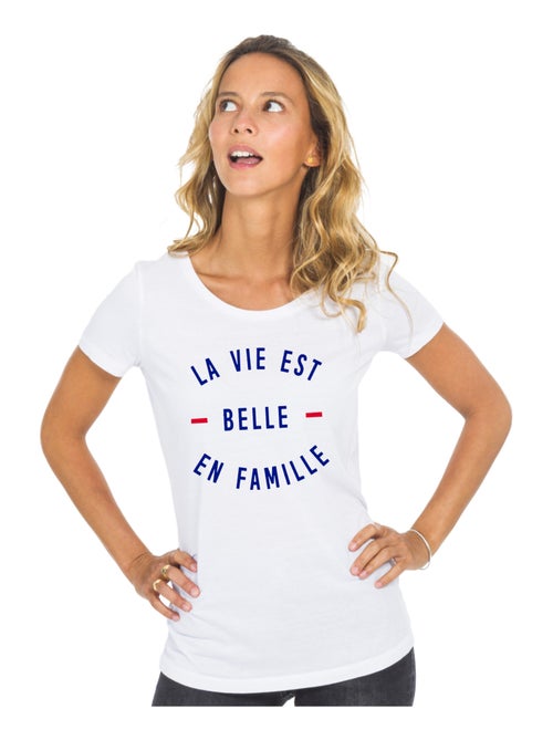 T-shirt Femme - LA VIE EST BELLE EN FAMILLE - Kiabi