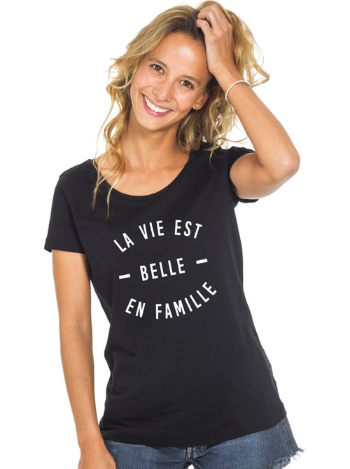 T-shirt Femme - LA VIE EST BELLE EN FAMILLE - Kiabi