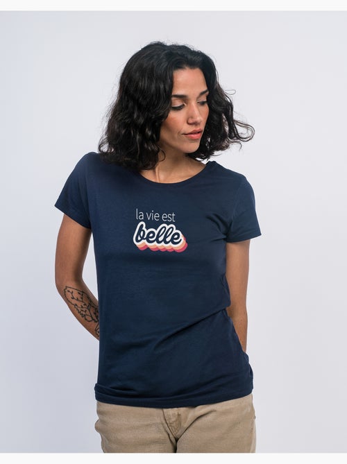 T-shirt Femme - LA VIE EST BELLE ROSE - Kiabi