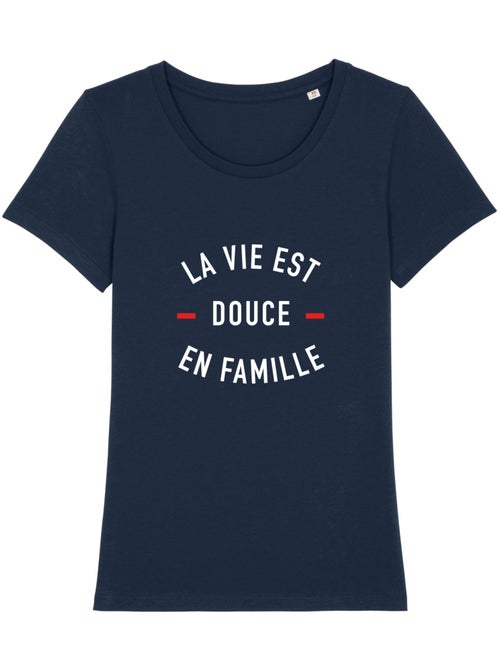 T-shirt Femme - LA VIE EST DOUCE EN FAMILLE - Kiabi