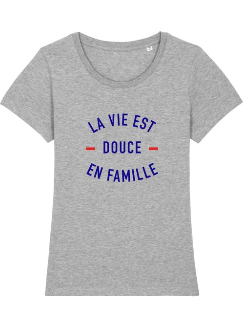 T-shirt Femme - LA VIE EST DOUCE EN FAMILLE - Kiabi