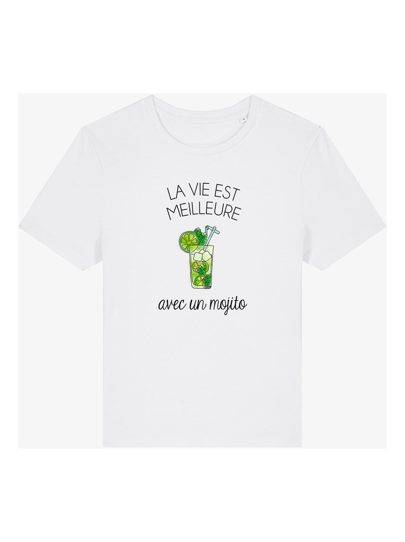 T-shirt Femme - LA VIE EST MEILLEURE AVEC UN MOJITO Blanc - Kiabi