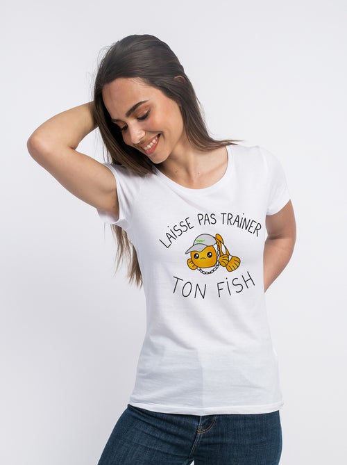 T-shirt Femme - LAISSE PAS TRAINER TON FISH - Kiabi