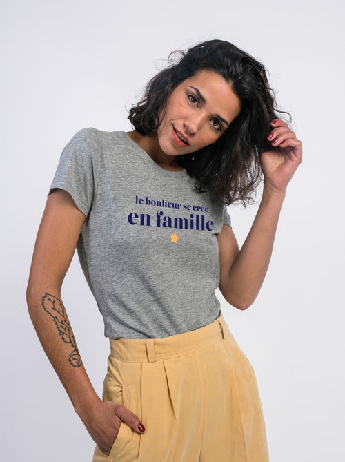 T-shirt Femme - LE BONHEUR SE CRÉE EN FAMILLE - Kiabi