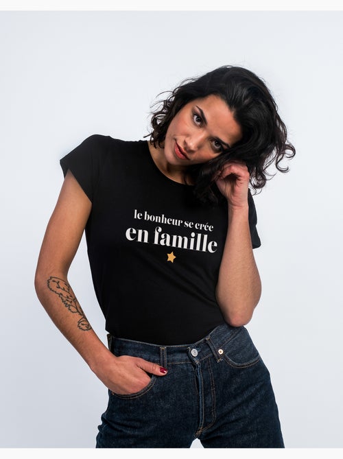 T-shirt Femme - LE BONHEUR SE CRÉE EN FAMILLE - Kiabi