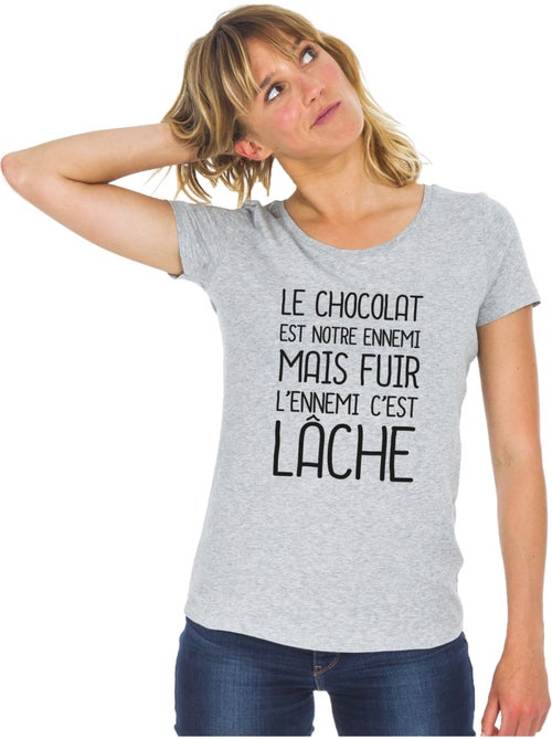T-shirt Femme - LE CHOCOLAT EST NOTRE ENNEMI 2 - Kiabi
