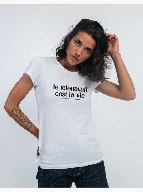 T-shirt Femme - LE TÉLÉTRAVAIL C'EST LA VIE - Kiabi