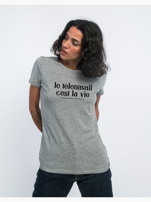T-shirt Femme - LE TÉLÉTRAVAIL C'EST LA VIE - Kiabi
