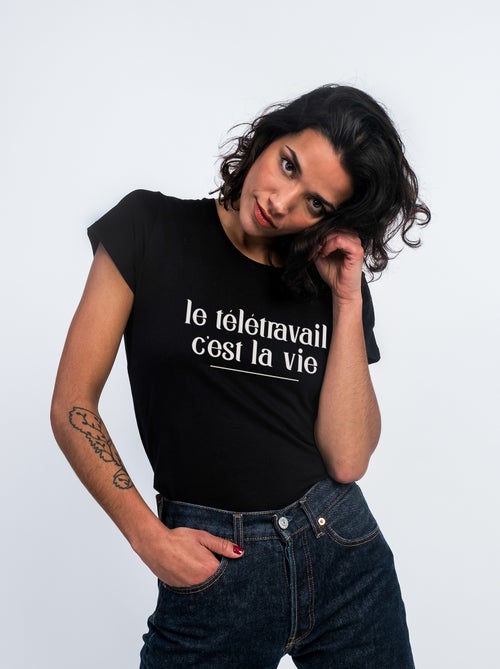 T-shirt Femme - LE TÉLÉTRAVAIL C'EST LA VIE - Kiabi