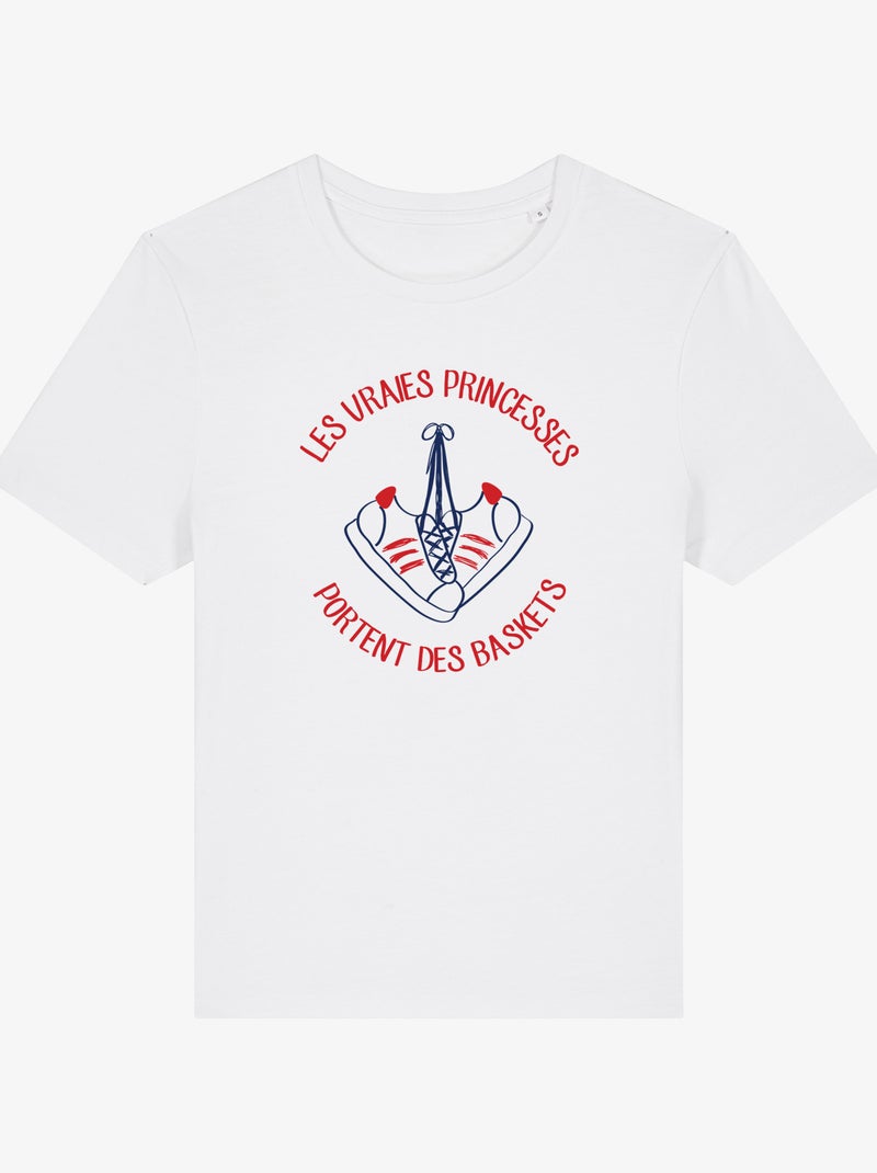 T-shirt Femme - LES VRAIES PRINCESSES PORTENT DES BASKETS Blanc - Kiabi