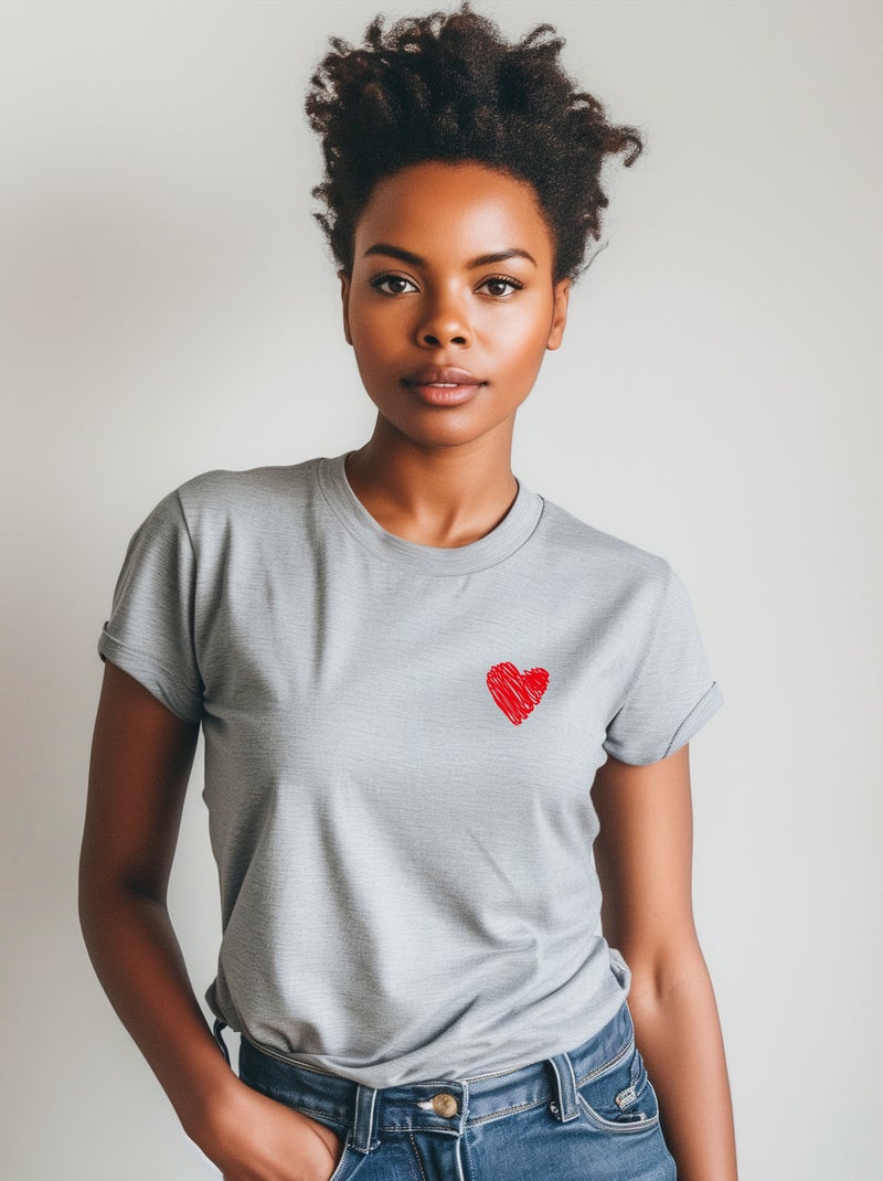 T-shirt Femme - LITTLE HEART Gris chiné - Kiabi