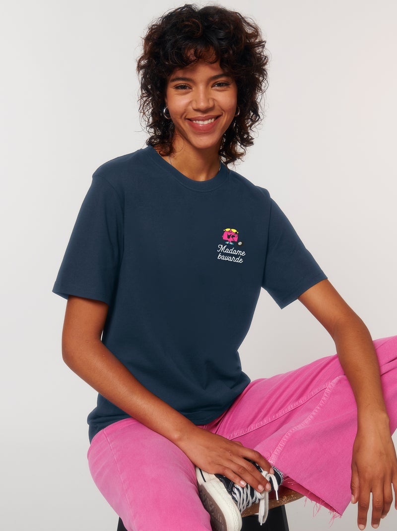 T-shirt Femme - MADAME BAVARDE COEUR Bleu marine - Kiabi