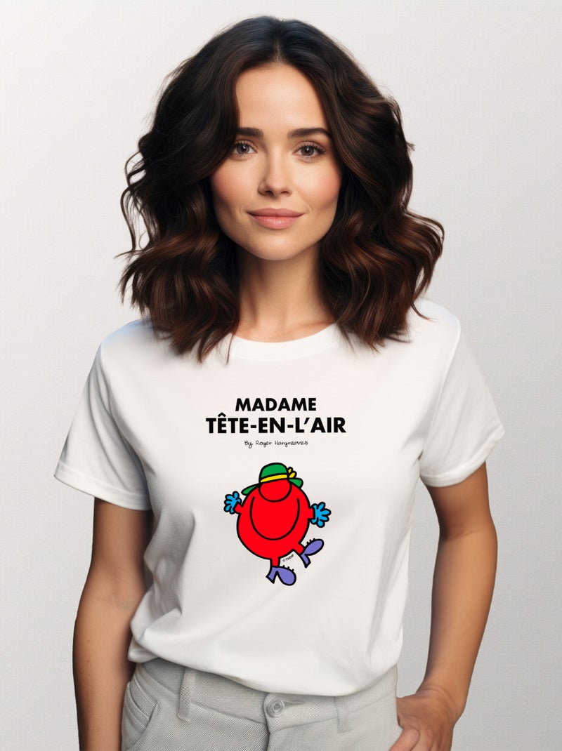 T-shirt Femme - MADAME TÊTE EN L'AIR Blanc - Kiabi