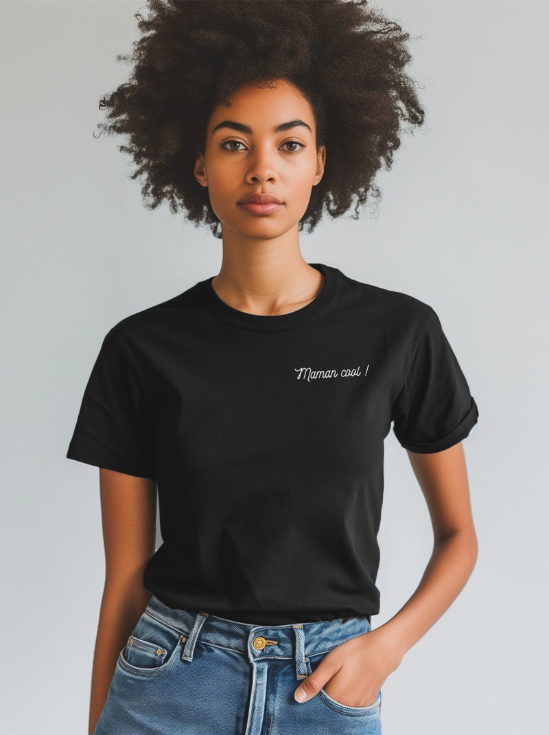 T-shirt Femme - MAMAN COOL Noir - Kiabi