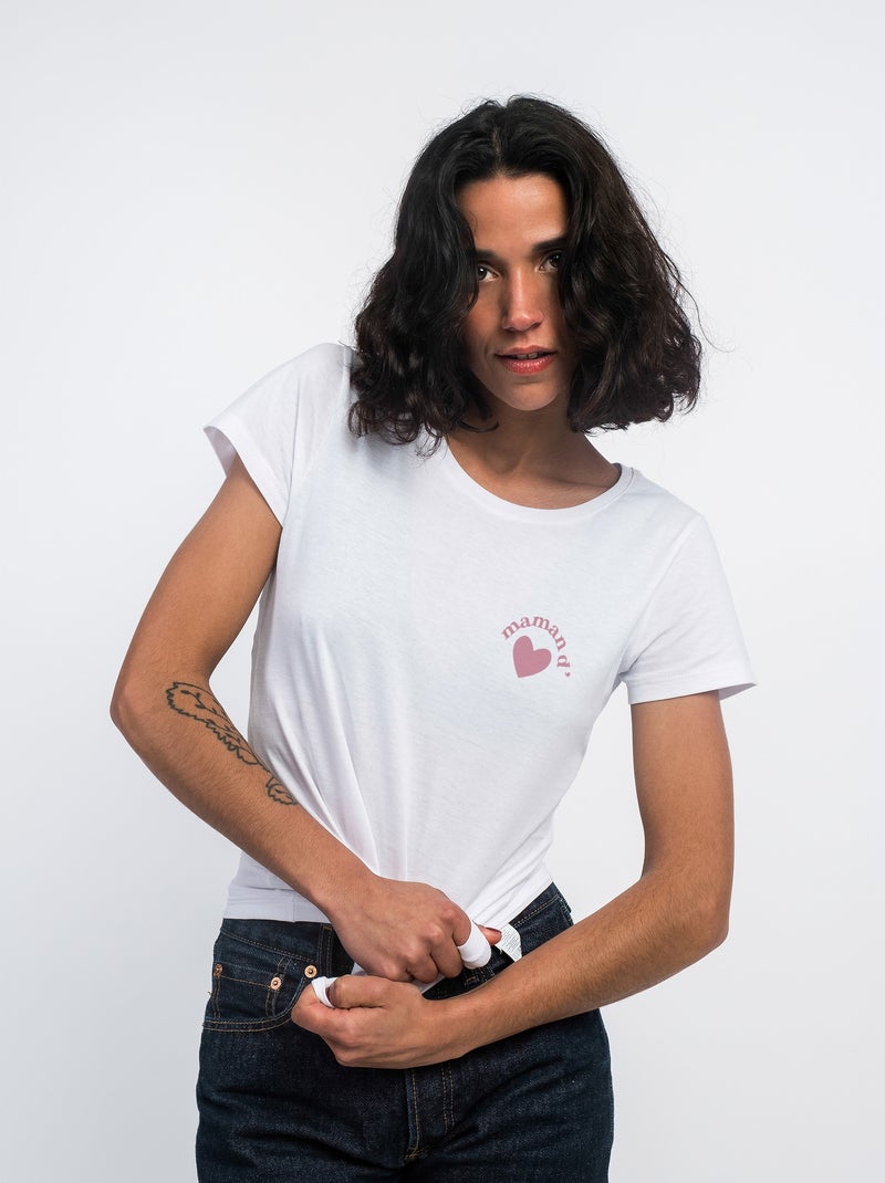 T-shirt Femme - MAMAN D'AMOUR CŒUR Blanc - Kiabi