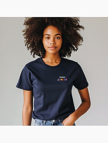 T-shirt Femme - MAMAN D'AMOUR COLORÉE CŒUR