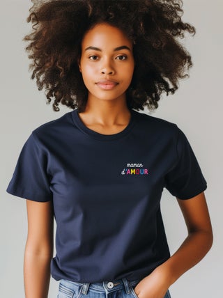 T-shirt Femme - MAMAN D'AMOUR COLORÉE CŒUR