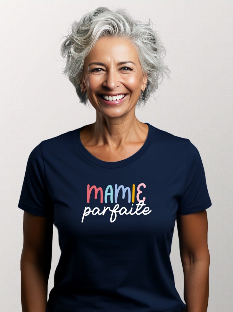 T-shirt Femme - MAMIE PARFAITE Bleu marine - Kiabi
