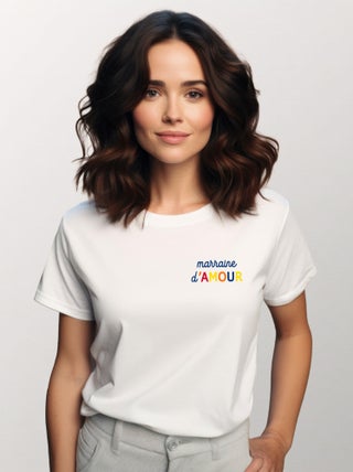 T-shirt Femme - MARRAINE D'AMOUR COLORÉE CŒUR