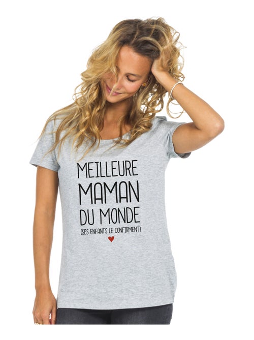T-shirt Femme - MEILLEURE MAMAN DU MONDE (SES ENFANTS LE CONFIRMENT) - Kiabi