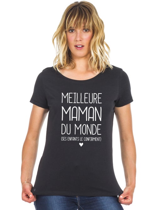 T-shirt Femme - MEILLEURE MAMAN DU MONDE (SES ENFANTS LE CONFIRMENT) - Kiabi