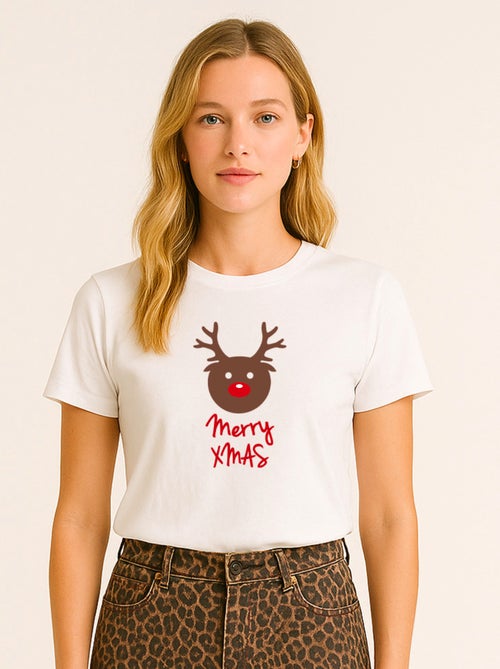 T-shirt Femme - MERRY XMAS RENNE - Kiabi