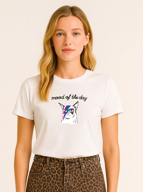 T-shirt Femme - MOOD OF THE DAY CAT - Kiabi