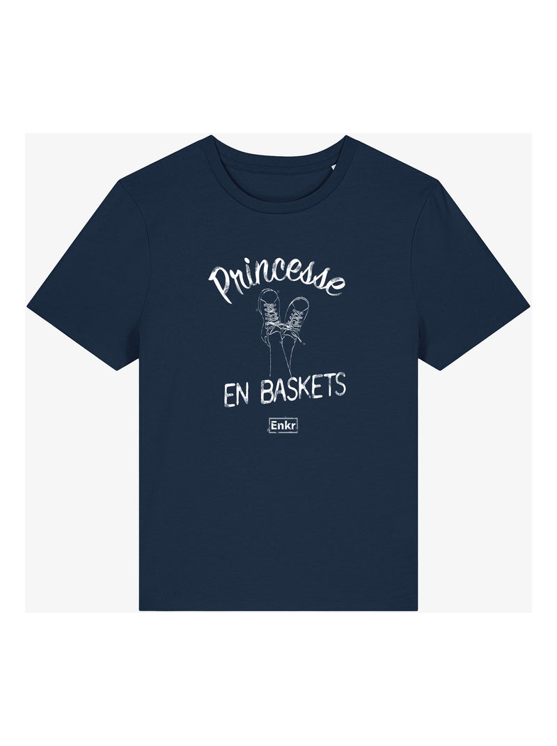 T-shirt Femme - PRINCESSE EN BASKETS Bleu marine - Kiabi