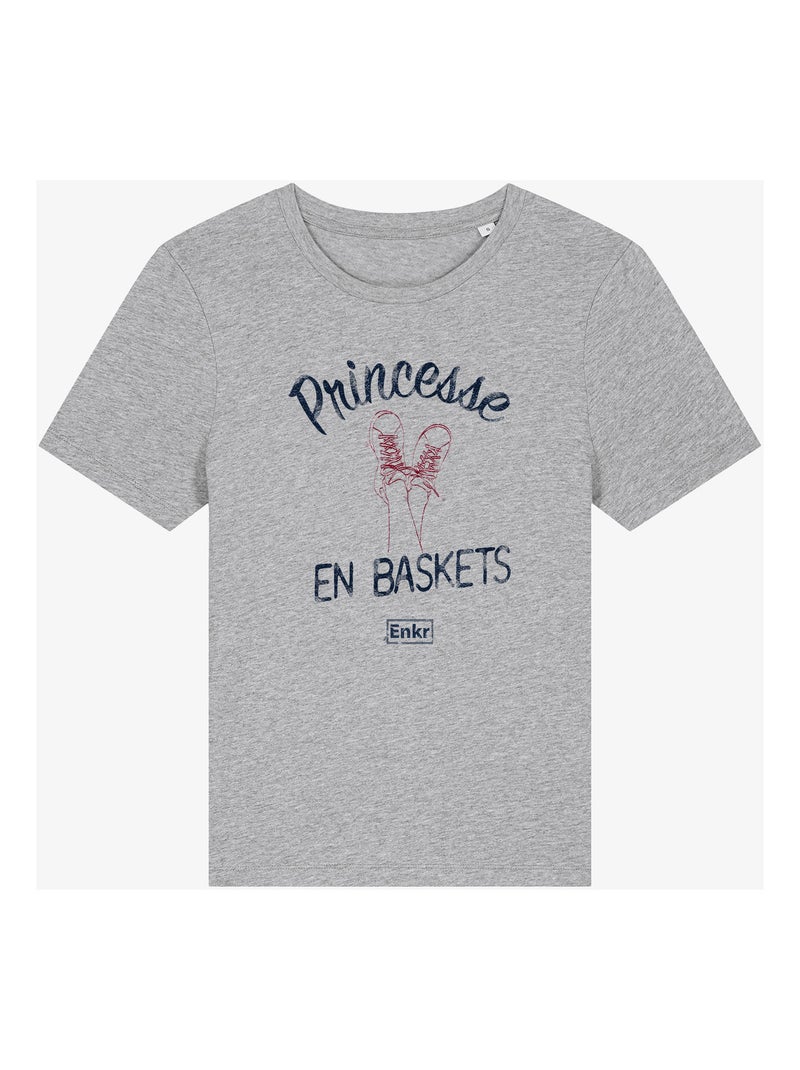 T-shirt Femme - PRINCESSE EN BASKETS Gris chiné - Kiabi