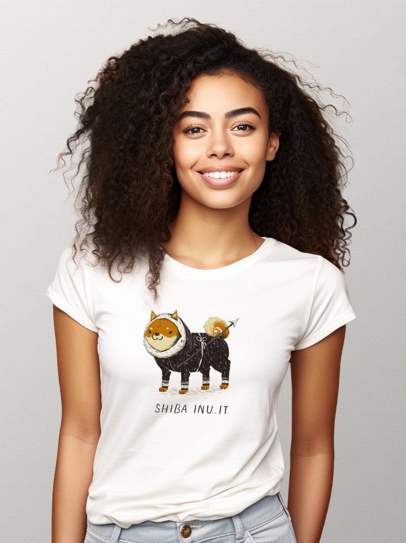 T-shirt Femme - SHIBA INUIT Blanc - Kiabi