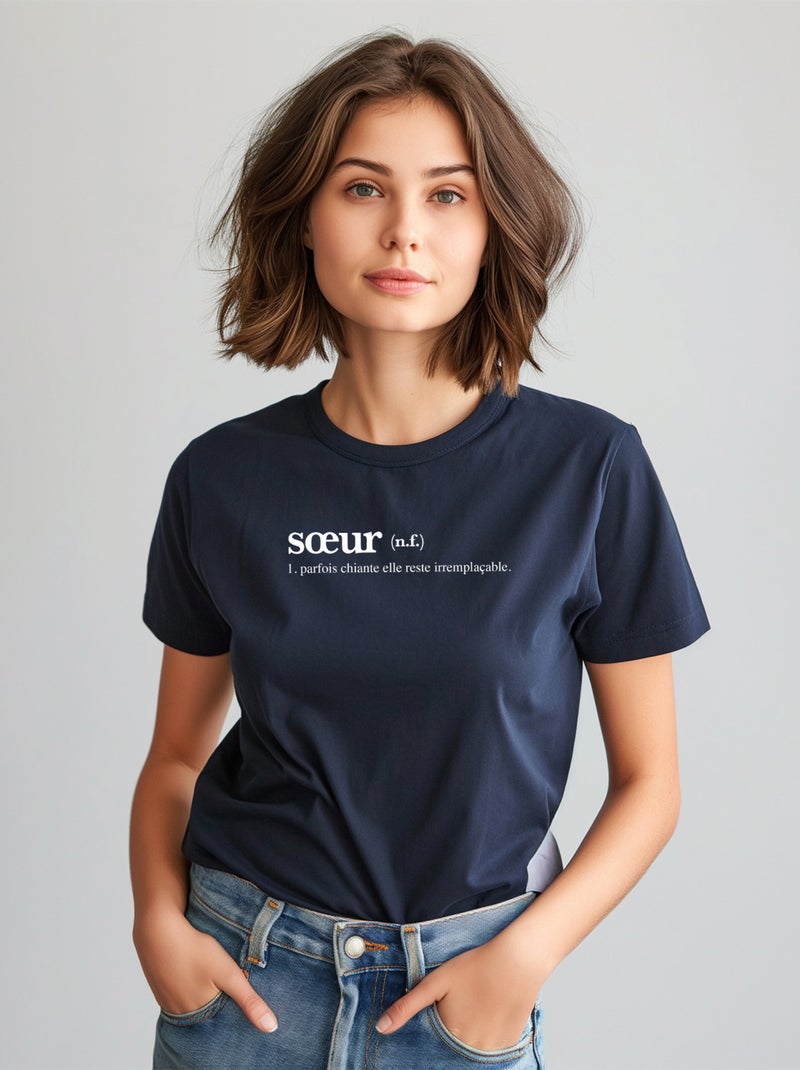 T-shirt Femme - SOEUR DEFINITION 2 Bleu marine - Kiabi