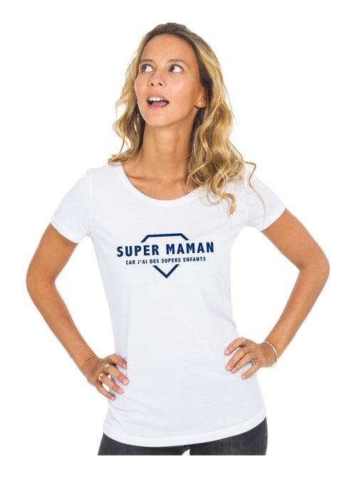 T-shirt Femme - SUPER MAMAN CAR J'AI DES SUPERS ENFANTS 2 WAF - Kiabi