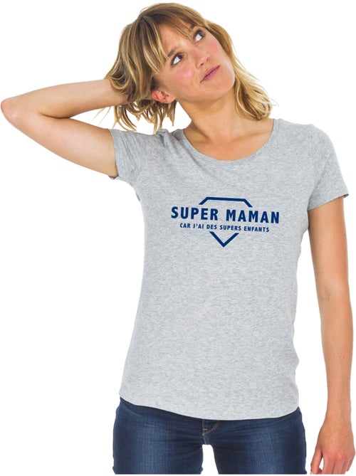 T-shirt Femme - SUPER MAMAN CAR J'AI DES SUPERS ENFANTS 2 WAF - Kiabi