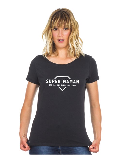 T-shirt Femme - SUPER MAMAN CAR J'AI DES SUPERS ENFANTS 2 WAF - Kiabi