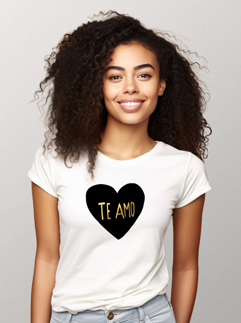 T-shirt Femme - TE AMO Blanc - Kiabi