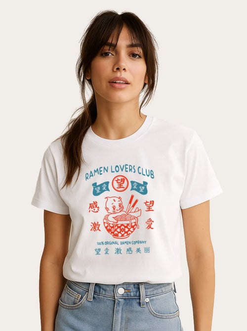 T-shirt Femme - TORC RAMEN LOVERS CLUB BLUE RED - Kiabi