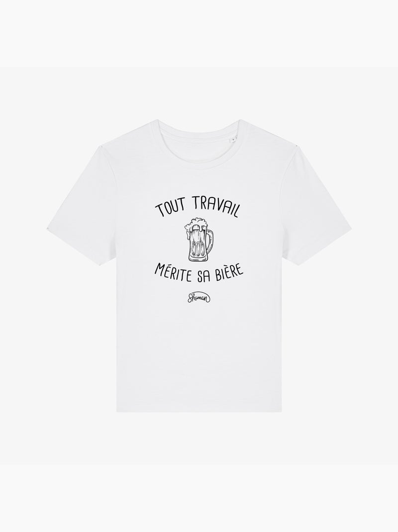 T-shirt Femme - TOUT TRAVAIL MERITE SA BIERE Blanc - Kiabi