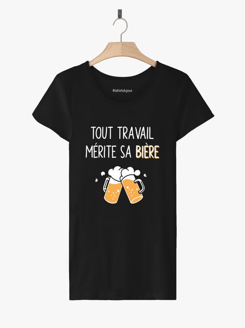 T-shirt Femme - TOUT TRAVAIL MERITE SA BIERE - Kiabi