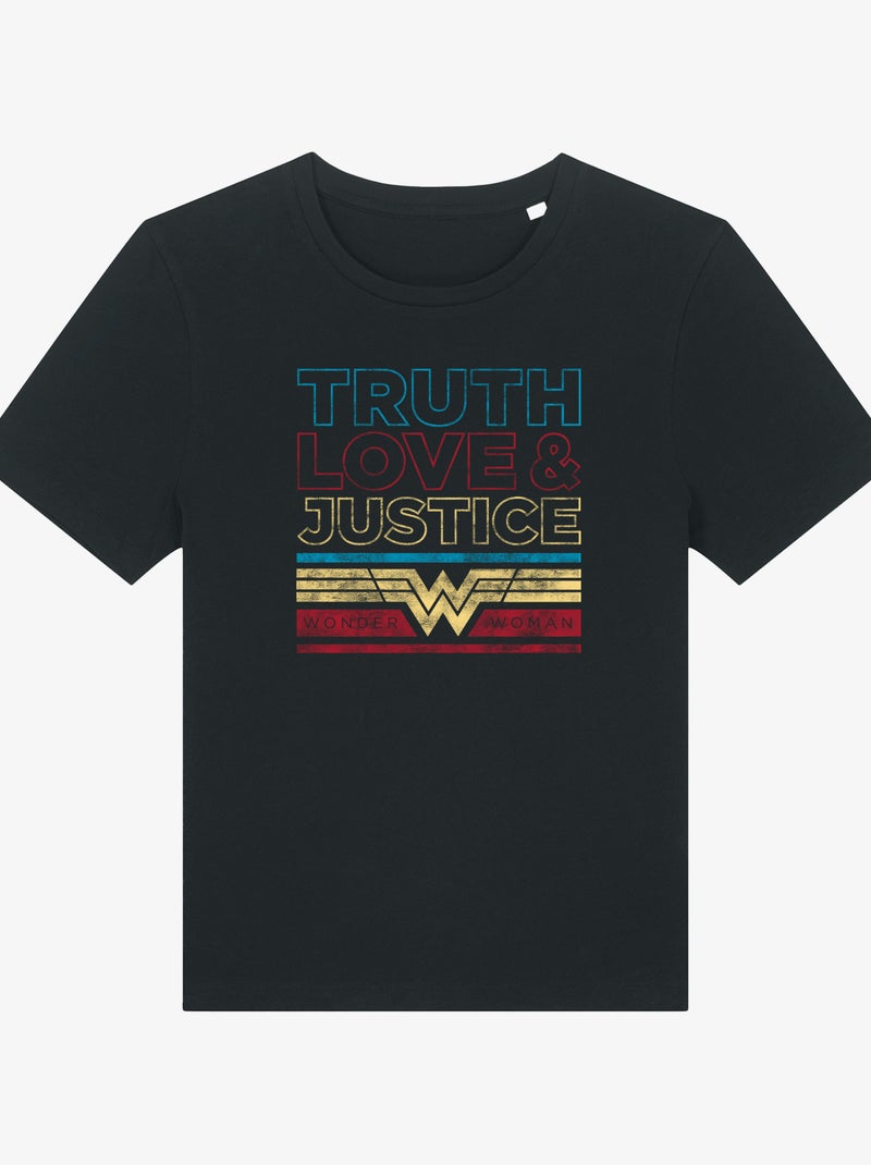 T-shirt Femme - TRUTH LOVE & JUSTICE WONDER WOMAN Noir - Kiabi