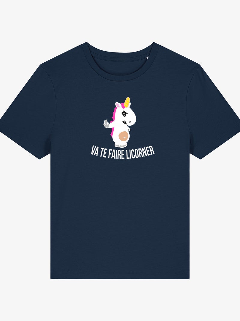 T-shirt Femme - VA TE FAIRE LICORNER Bleu marine - Kiabi