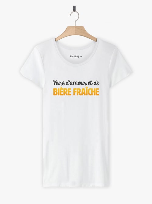 T-shirt Femme - VIVRE D'AMOUR ET DE BIERE FRAICHE - Kiabi