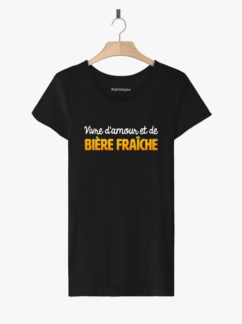 T-shirt Femme - VIVRE D'AMOUR ET DE BIERE FRAICHE - Kiabi