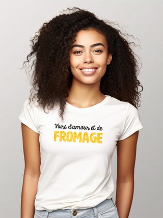 T-shirt Femme - VIVRE D'AMOUR ET DE FROMAGE